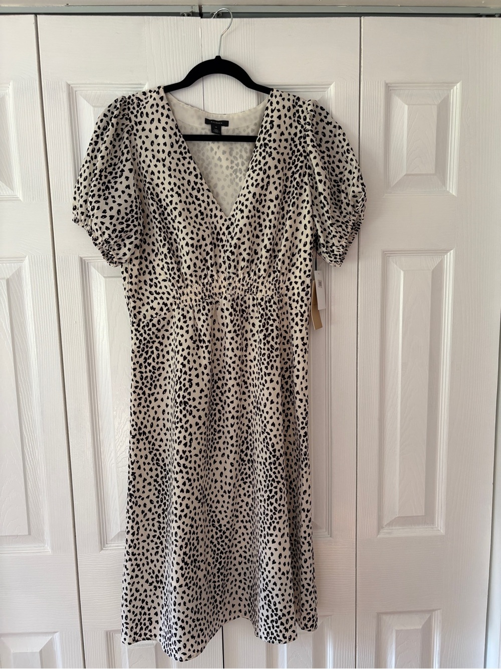 Halogen Cream Dress with Black Spot Print